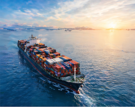 Container ship transporting goods internationally